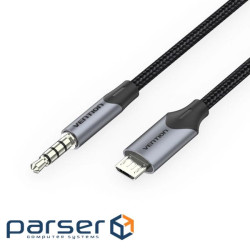 Кабель мультимедійний Micro 5P M to 3.5mm M 1.0m (4pin) black Vention (BDGBF)
