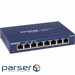 Network switch Cisco SG350X-48-K9-EU Тип - управляемый 3-го уровня, форм-фактор - в стойку, количество портов - 54, порты - SFP+, Gigabit Ethernet, комбинированный, возможность удаленного управления - управляемый, коммутационная способность - 176 Гбит/ с, размер таблицы МАС-адресов - 64000 Кб, корпус - Металический, 48x10/ 100/ 1000TX, 2хSFP+ Netgear GS108GE