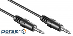 Audio-signal cable Jack 3.5mm 3pin M / M 2.5m, Shielded (48 wires) D = 4.0mm AUX Cu, black (25.02.5002-1)