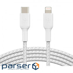 Дата кабель USB Type-С to Lightning 2.0m white Belkin (CAA004BT2MWH)