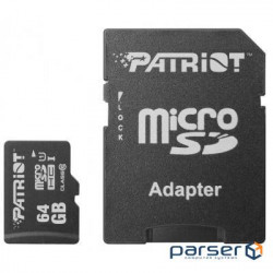 Карта памяти micro SDXC 64Gb Patriot UHS-I (PSF64GMCSDXC10)