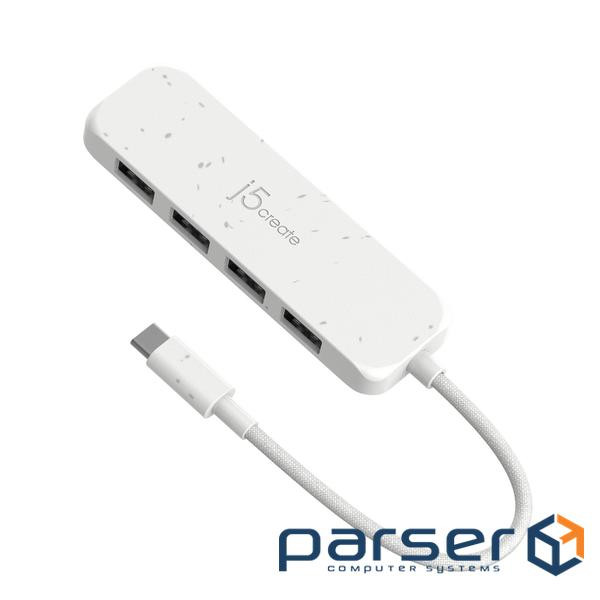 Хаб J5create JCH341EW-N USB-C на 4 USB-A, Білий