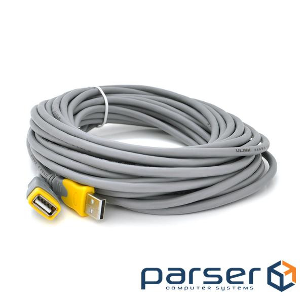 Підовжувач VEGGIEG UF-104, USB 2.0 AM/AF, 10,0m, Grey/Yellow, Пакет (YT-AM / AF-UF-104)