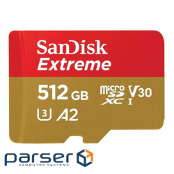 Карта пам'яті SanDisk 512GB microSDXC C10 UHS-I U3 R190/W130MB/s Extreme V30 (SDSQXAV-512G-GN6MN)