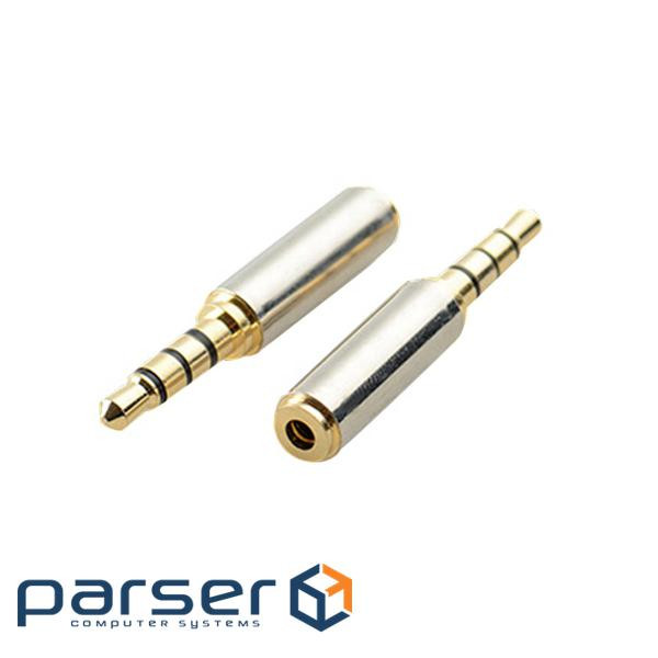 Перехідник аудіо Jack 2.5mm 4pin-3.5mm 4pin F/M,адаптер Gold,срібний (62.09.8244-1) (62.09.8244-1)
