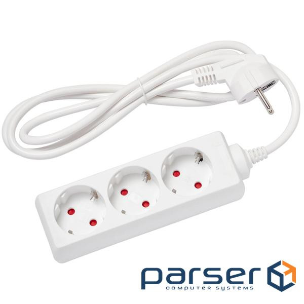 Мережевий подовжувач Delux G3J 1.5м, 3 роз. з заземленням white (90021621)