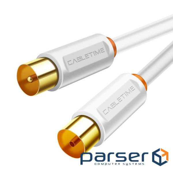 Cabletime TV cable , 2m, Male to Female, 75OHM, White (CF33L)