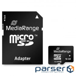 Карта памяти MediaRange 16GB Micro SDHC Class 10 + SD адаптер (MR958)