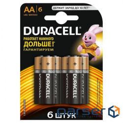Батарейка лужна Duracell Duralock Basic, AA/LR6, 1.5V, блістер 6шт (MN1500 BL6)