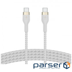 Date cable USB-C to USB-C 1.0m BRAIDED SILICONE white Belkin (CAB011BT1MWH)