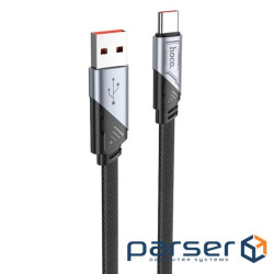 Дата кабель USB 2.0 AM to USB-C 1.2m 5A nylon black HOCO (6942007605007)