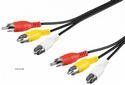 Audio-video cable RCA 3x3 M/M (AV) 10.0m, D=2.5mm Red-Yellow-White, black (75.05.0770-25)
