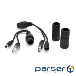 Водонепроникний POE інжектор пасивний (пара) 802.3at (30Вт) з по (POE-FS1201RJ45 / DC:5,5*2,1 Black) (POE-FS1201RJ45 / D