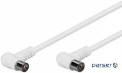 Кабель антенний-подовжувач RF:Coaxial M/F 1.5m,90ё/90ё D=5.3mm 2xShielded,білий (75.06.7353-1) (75.06.7353-1)