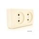 Розетка подвійна без заземлення зовнішнього монтажу, біла , Q24 (13113)