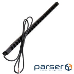 The block on 24 roses. him. standard., 16A, with indicat., cord 3х4 mm2, 3 m, black , Kingda (KD-PDU-EU-1U-24P)