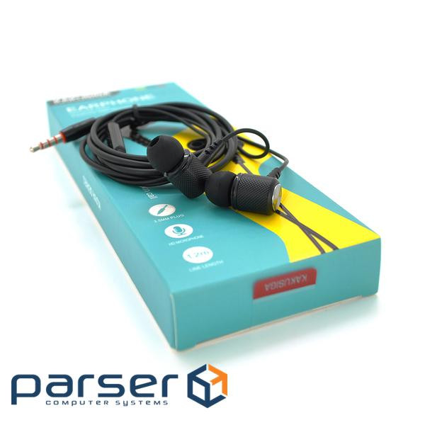 Навушники провідні iKAKU KSC-666 KUYA з мікрофоном, Black, Bох (KSC-666-B)