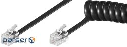 Telephone cable RJ10 M/M 7.0m,4P4C spiral for handset,black (75.03.4082-1)