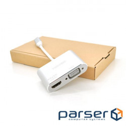 Adapter VEGGIEG USB-C - HDMI / VGA 0.1m White (TC02)