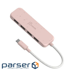 Хаб J5create JCH341ER-N USB-C на 4 USB-A, Червоний