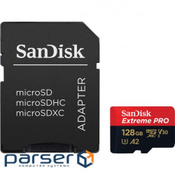 Карта памяти SanDisk 128GB microSDXC C10 UHS-I U3 R200/W90MB/s Extreme Pro V30 (SDSQXCD-128G-GN6MA)