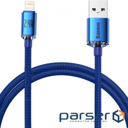 Кабель BASEUS Crystal Shine Series Fast Charging Data Cable USB to iP 2.4A 1.2м Blue (CAJY000003)