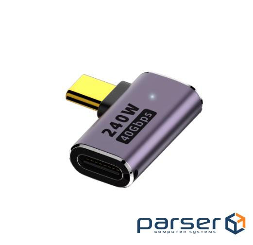 Перехідник обладнання USB Type-C M/F (адаптер),(USB4.0) 90ёгоризонт 40Gbps 240W,срібний (62.09.8480-