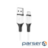 Кабель BOROFONE BX79 USB to Micro 2.4A, 1m, silicone, silicone connectors, White (6974443384772)