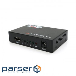 Активний VOLTRONIC HDMI сплітер 1=>4 порти, 3D, 1080Р, 1,4 версія , Box (YT-S-HDMI1=>4-3D)