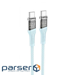 Кабель Hoco U111 Transparent Discovery 60W Type-C to Type-C ((1.2m) blue (38441 blue)