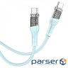 Кабель Hoco U111 Transparent Discovery 60W Type-C to Type-C ((1.2m) blue (38441 blue)