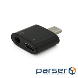 Перехідник KIN KY-203 Type-C(M) => Jack 3.5mm(F)+Type-C(F), Black, Box (KY-214) KIN KY-203 Type-C(M) => Jack 3.5mm(F)+Ty