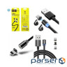 Дата кабель USB 2.0 AM to Lightning + Micro 5P + Type-C magnetic black Denmen (DN-D09E-BK)
