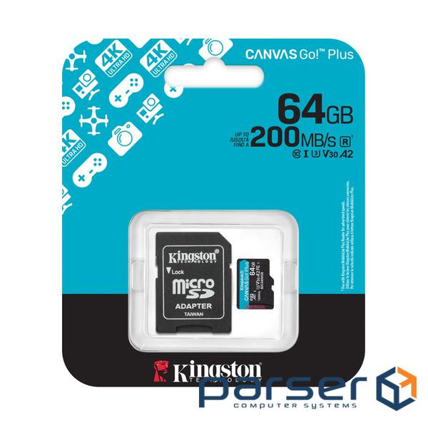 Карта пам&apos,яті Kingston Canvas GO! Plus microSDHC Class 10 UHS-I U3(R200 (microSDHC-KnCsU3 / 64)