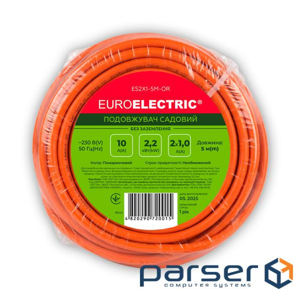 Мережевий подовжувач EUROELECTRIC ПВС 2x1 без заземлення 1 гн. помаранчевий 5м (ES2X1-5M-OR)