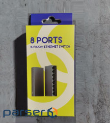 Комутатор UT-SF08, 8 портів Ethernet 10 / 100 Мбіт / с, USB DC5V0.6A. 120*36*21mm, BOX Q60