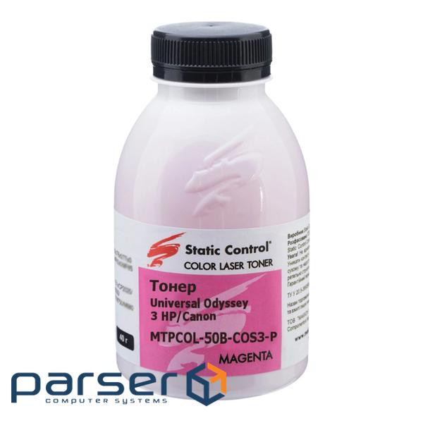 Тонер HP/Canon MPTCOL OS3 40г magenta (фасовка) Static Control (MPTCOL-40B-MAOS3-P)