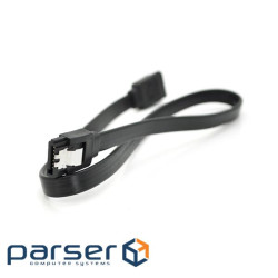 Кабель інтерфейсний SATA 0.45м, прямий із засувкою, чорний (06943)