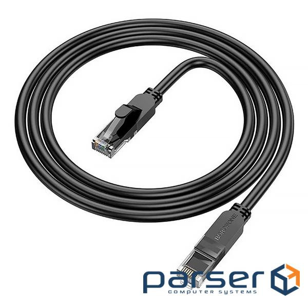 Патч-корд литий Borofone BUS01, UTP, RJ45, Cat.6, 1m, чорний, Cu (мідь) (Borofone BUS01 / 1м)