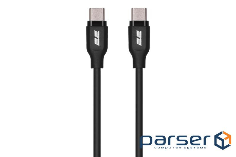 Дата кабель USB-C to USB-C 1.0m Glow 60W black 2E (2E-CCCC-BL)