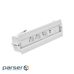 Розет блок S486: 3x250В тип F, зар пристр 2xUSB A+C, 2xRJ45 Keystone, білий (48630F30BK00000-33)