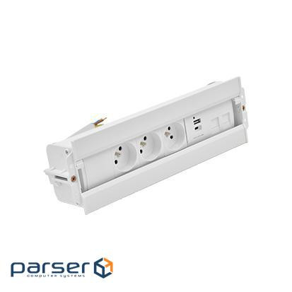 Розет блок S486: 3x250В тип F, зар пристр 2xUSB A+C, 2xRJ45 Keystone, білий (48630F30BK00000-33)
