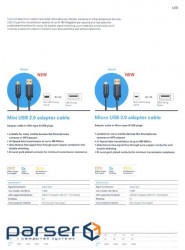 Кабель пристроїв USB2.0 A-mini 5p M/M 0.5m,Casual D=3.7mm 80xWires,синій (75.07.0125-1) (75.07.0125-1)