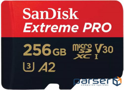 Memory card SanDisk 256GB microSDXC C10 UHS-I U3 R200/W140MB/s Extreme Pro V3 (SDSQXCD-256G-GN6MA)