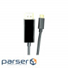 Кабель мультимедійний PowerPlant USB Type-C 3.1 Thunderbolt 3 (M) to DisplayPort (M) 1.8m (CA911844)
