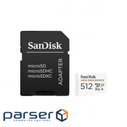 Memory card SANDISK microSDXC High Endurance 512GB UHS-I U3 V30 Class 10 (SDSQQNR-512G-GN6IA)