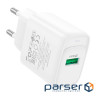 Мережевий зарядний пристрій HOCO C140A Smart single port QC3.0 charger (EU) White (6942007627795)