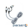 Кабель Dengos USB-C-USB Type-C/Lightning 1м Grey (NTK-TC-TCL-GREY)