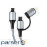 Кабель Dengos USB-C-USB Type-C/Lightning 1м Grey (NTK-TC-TCL-GREY)