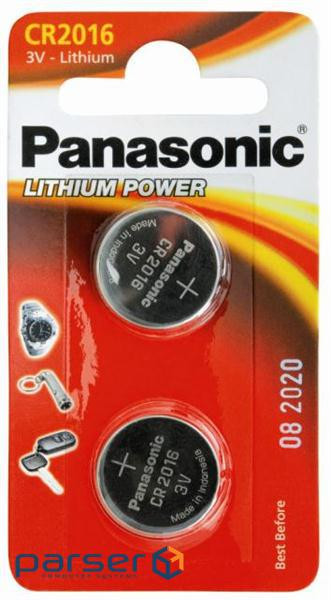 Батарейка Panasonic CR 2016 * 2 LITHIUM (CR-2016EL/2B)